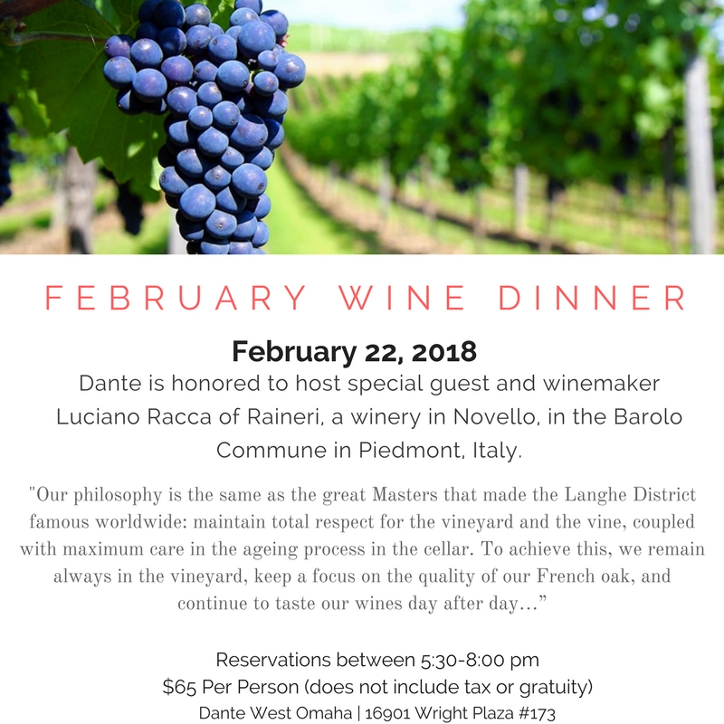 February Wine Dinner at Dante
