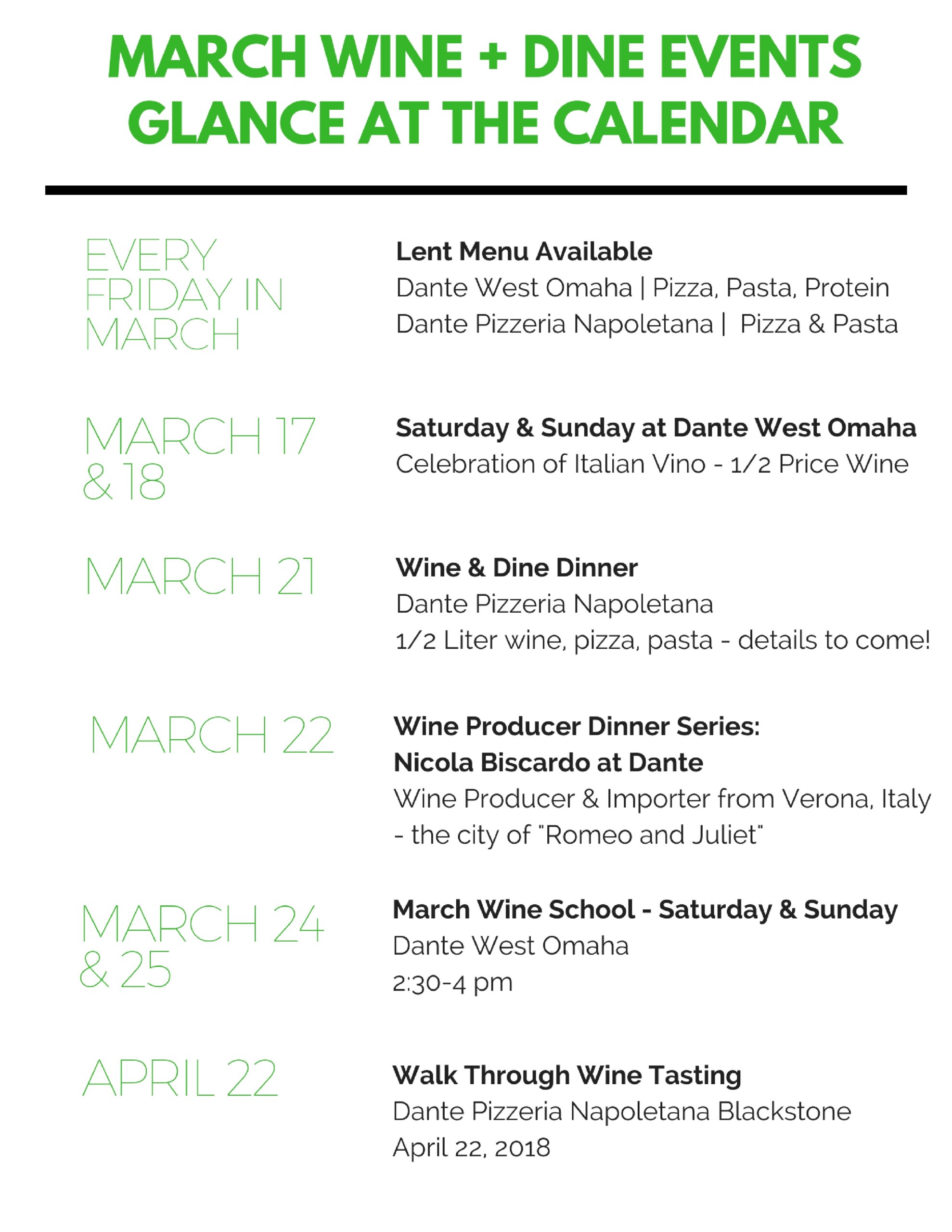 March Wine & Dine Events